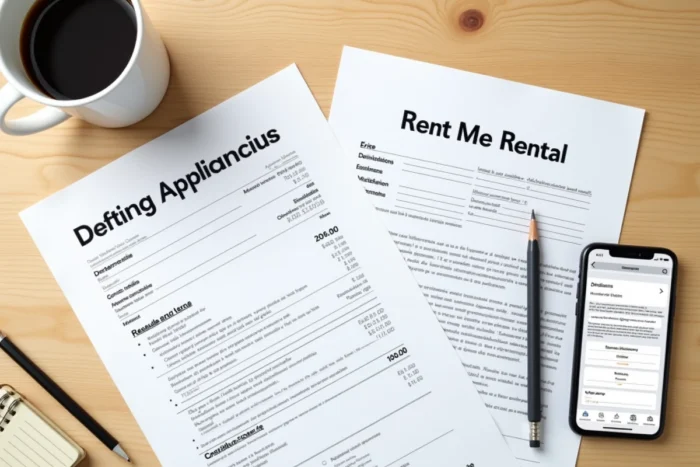 Dossier de location Visale avec documents et smartphone affichant l'application Action Logement sur bureau